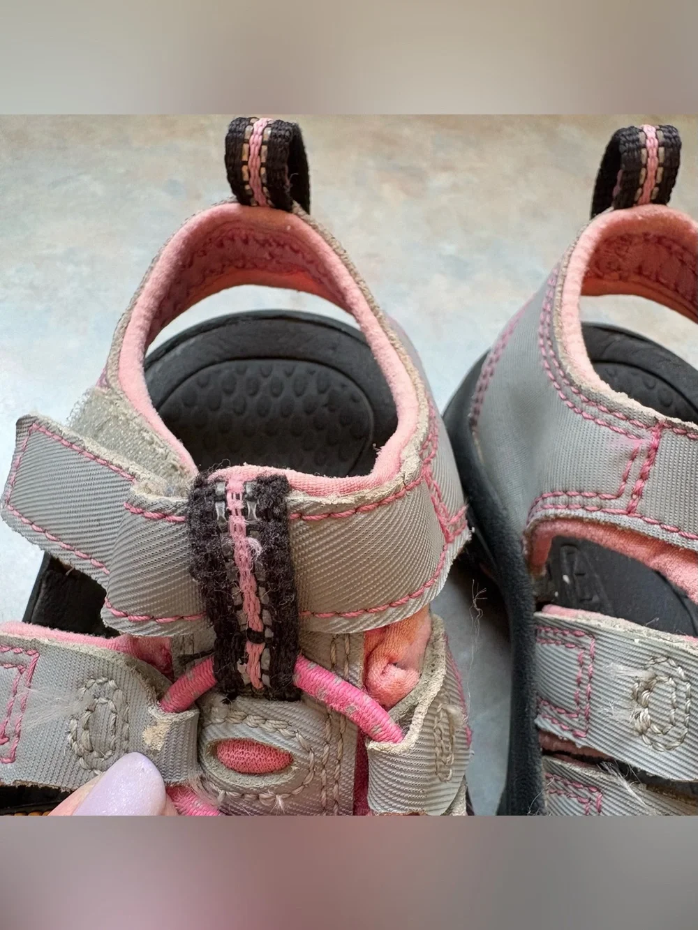 Keen Kids Gray and Pink Closed-Toe Hiking Sandals